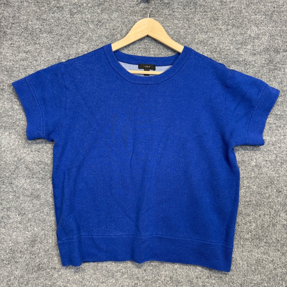 J. Crew Sz XS Sweater Tee Royal Blue Merino Wool Nylon Blend Boxy Preppy Capsule